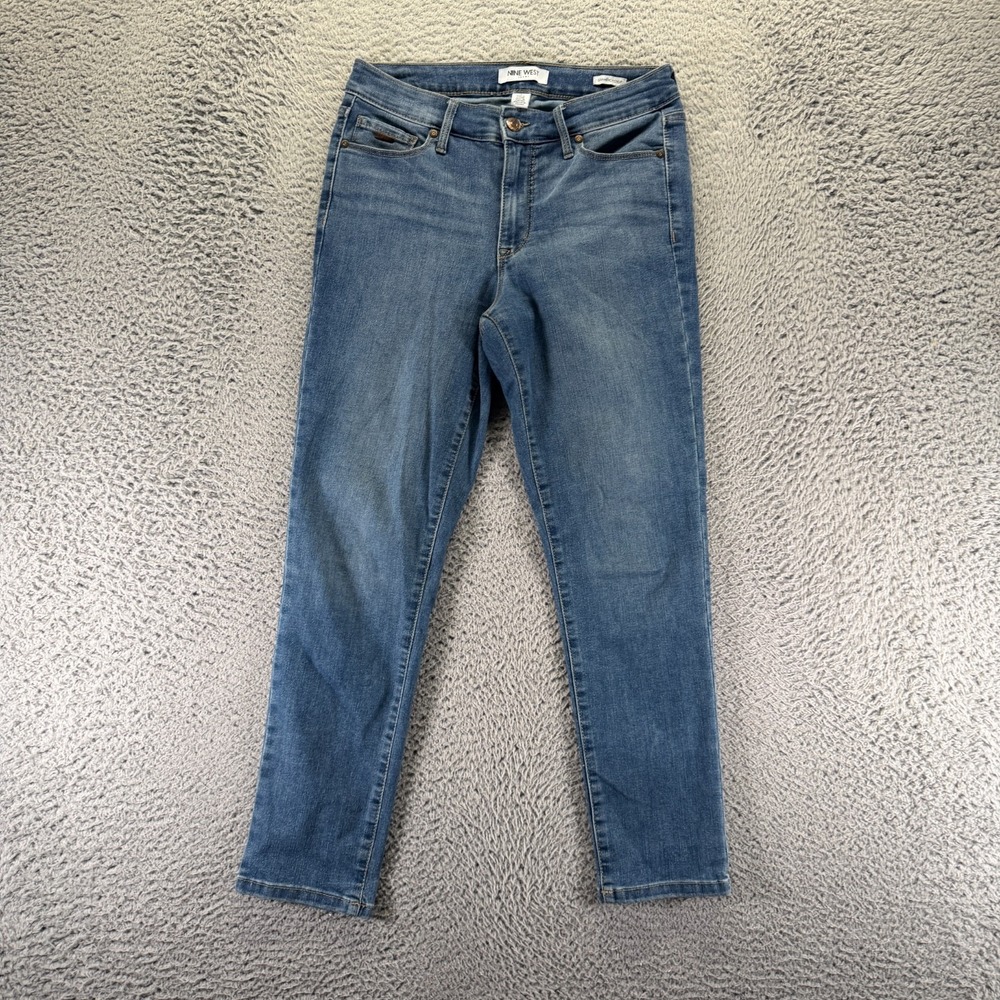 Nine West Gramercy Jeans Womens 4 Blue Denim Cropped Skinny Leg Workwear Stretch